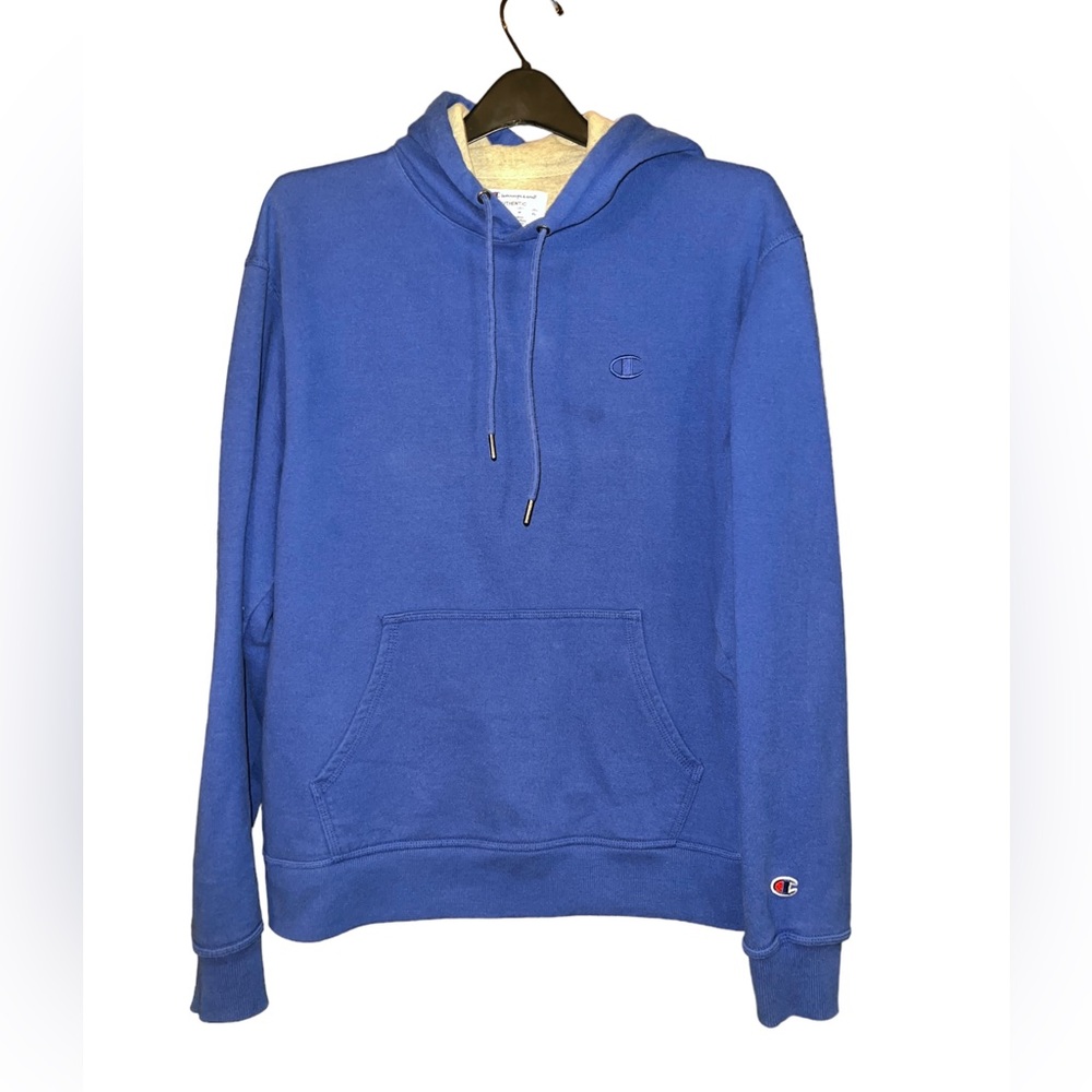Champion Authentic Powerblend Hoodie Blue Unisex Medium